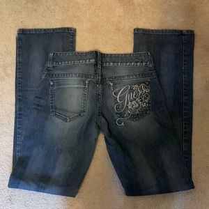Guess beaded flower design boot cut jeans. Size 27.
